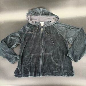 Reebok Vintage Velour Black Full Zip Jacket Track Suit Size XL